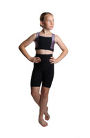 Ixedress - Crop-Top and Biker Shorts with Criss Cross Lace Design (Black and Lilac)