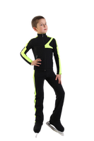 IceDress - Thermal Figure Skating  Outfit - "Turbo" (Black with Lime) for Boys