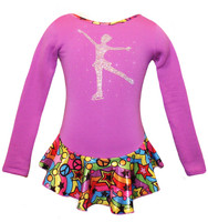 Purple "Peace & Stars" Ice Skating Dress with "Skating Girl" applique 2nd view