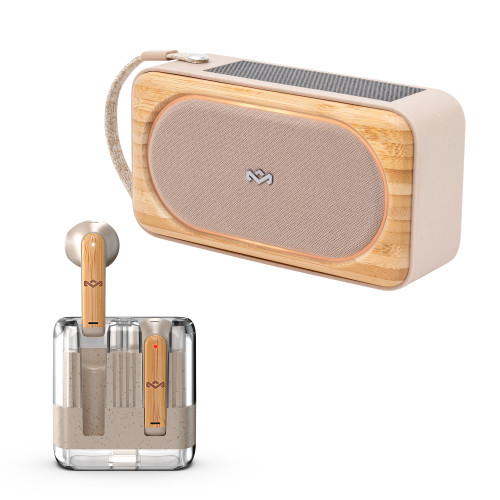 Cream Roots Solar Speaker with Cream Zion True Wireless Earbuds Gift Bundle