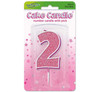 2 Pink & Silver Glitter Cake Candle