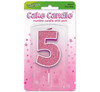 5 Pink & Silver Glitter Cake Candle