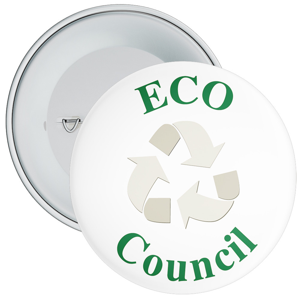 Pack of 20 School ECO Council Badge - White - The Badge Centre