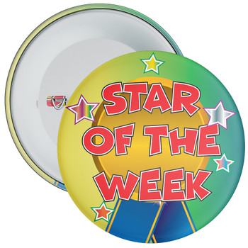 Pack of 20 School Green Star of The Week Badge