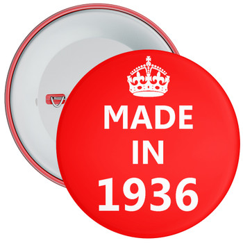 Red Made in 1936 Birthday Badge