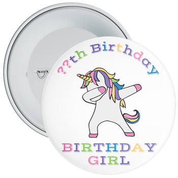 Dab Unicorn Birthday Girl Badge With Age