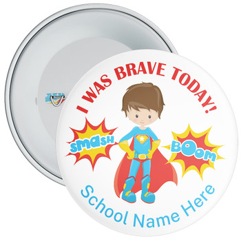 Pack of 20 School White I Was Brave Today Boy Hero Badge