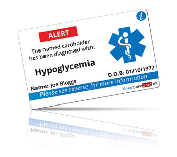 Hypoglycemia Medical I.C.E. Card