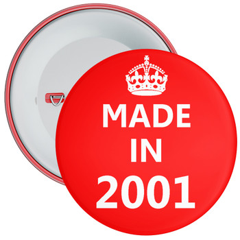 Red Made in 2001 Birthday Badge