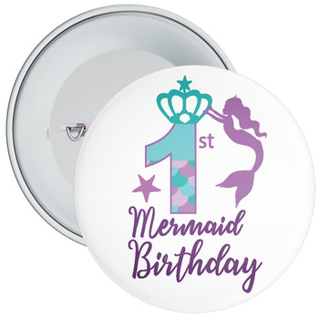 1st Mermaid Birthday Birthday Badge
