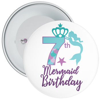 7th Mermaid Birthday Birthday Badge