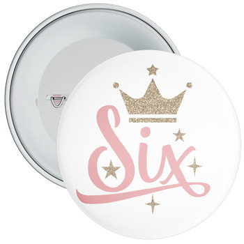 Pink Crown 6th Birthday Badge