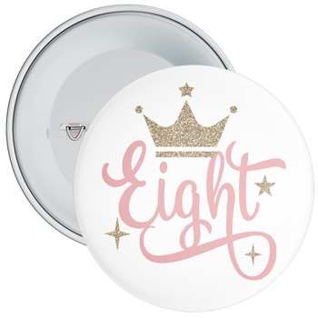Pink Crown 8th Birthday Badge