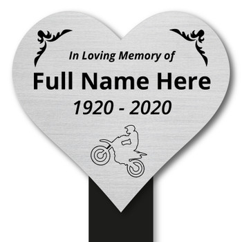 Personalised Memorial Plaque - Heart In Memory Plaque - Motorbike