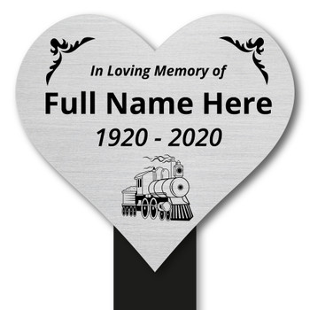 Personalised Memorial Plaque - Heart In Memory Plaque - Steam Train