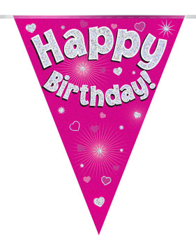 Happy Birthday Bunting Pink Holographic