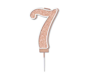 7 Rose Gold Glitter Cake Candle