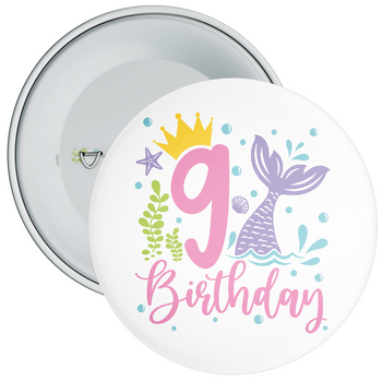 Mermaid 9th  Birthday Badge