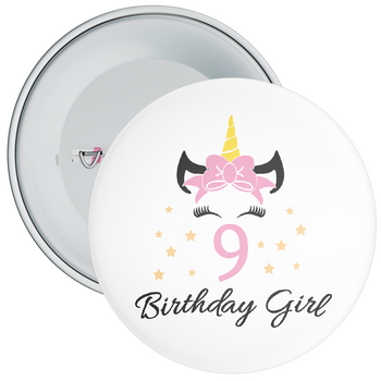 9th Unicorn Birthday Girl Badge