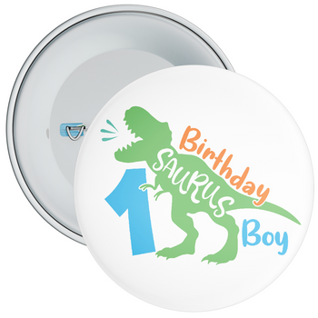 1st Birthday Boy Dinosaur Birthday Badge