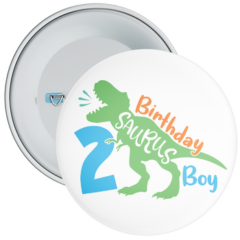 2nd Birthday Boy Dinosaur Birthday Badge