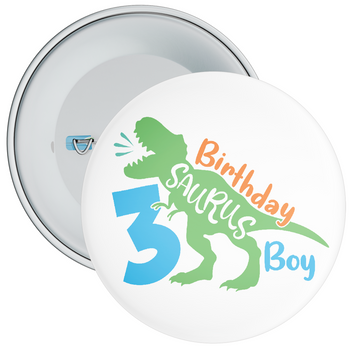 3rd Birthday Boy Dinosaur Birthday Badge