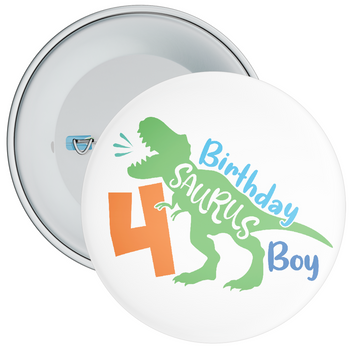 4th Birthday Boy Dinosaur Birthday Badge