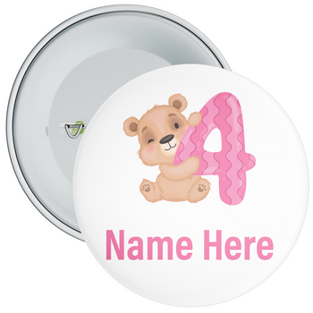 Personalised Bear 4th Birthday Badge