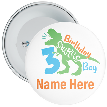 Personalised 3rd Birthday Boy Dinosaur Birthday Badge