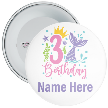 Personalised Mermaid 3rd Birthday Badge