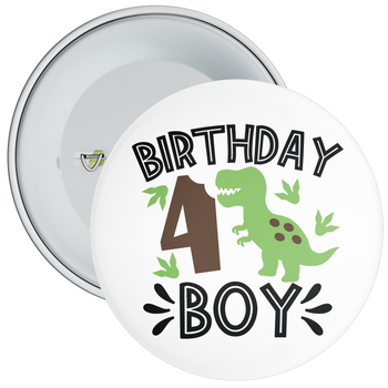 Birthday Boy Dinosaur 4th Birthday Badge