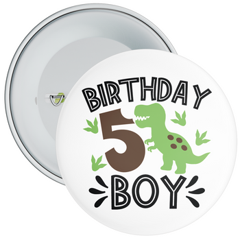 Birthday Boy Dinosaur 5th Birthday Badge
