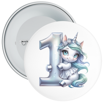 Silver 1st Unicorn Birthday Badge