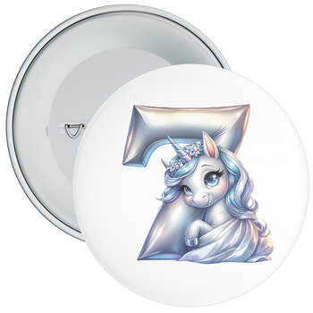 Silver 7th Unicorn Birthday Badge