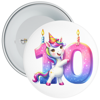Colourful 10th Birthday Badge Unicorn Themed