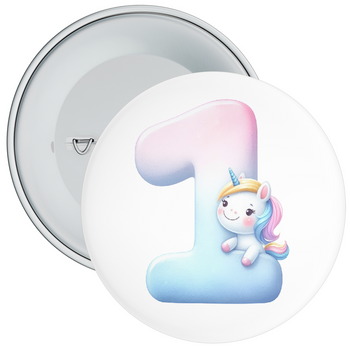 Pastel 1st Birthday Badge Unicorn Themed