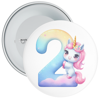 Pastel 2nd Birthday Badge Unicorn Themed