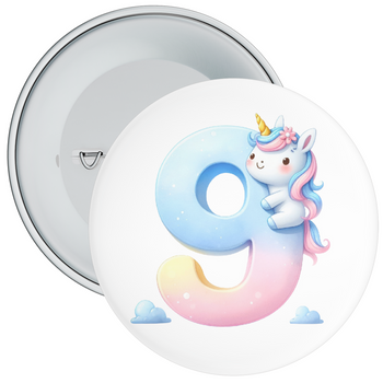 Pastel 9th Birthday Badge Unicorn Themed