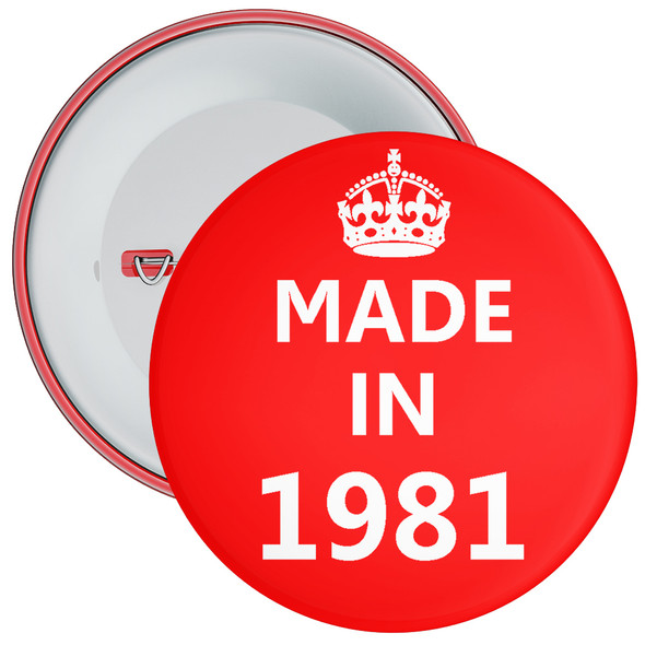 Red Made in 1981 Birthday Badge