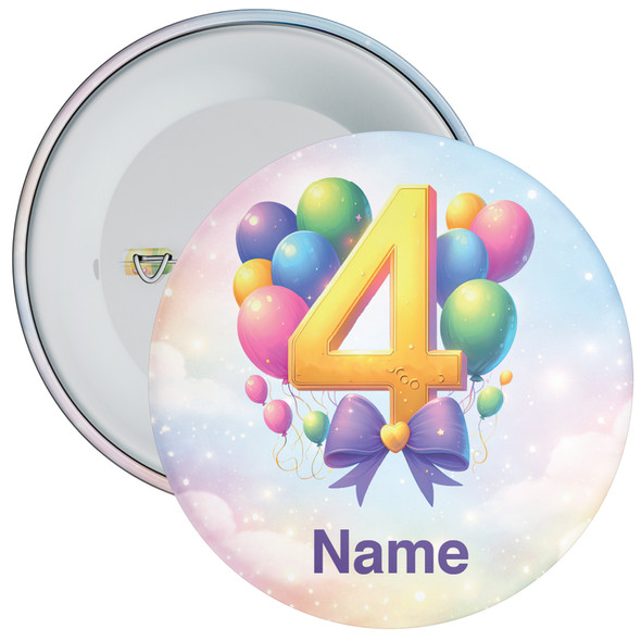 Personalised Balloon 4th Birthday Badge Child – Age 4