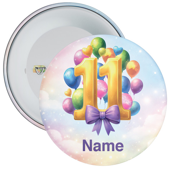 Personalised Balloon 11th Birthday Badge – Age 11