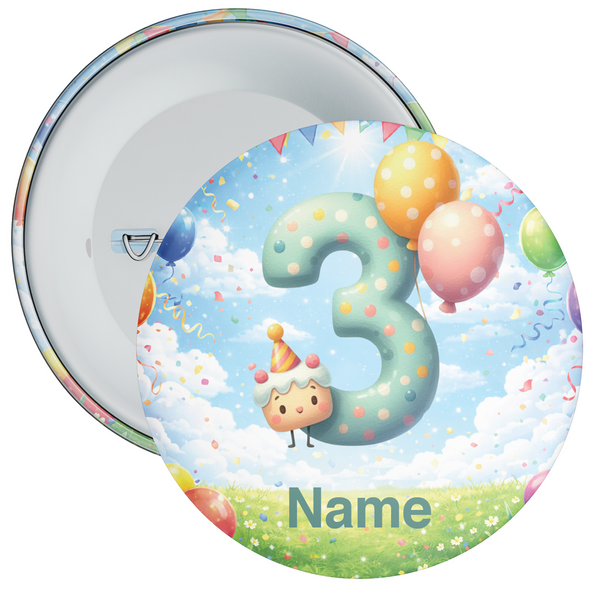 Personalised 3rd Birthday Badge – Age 3
