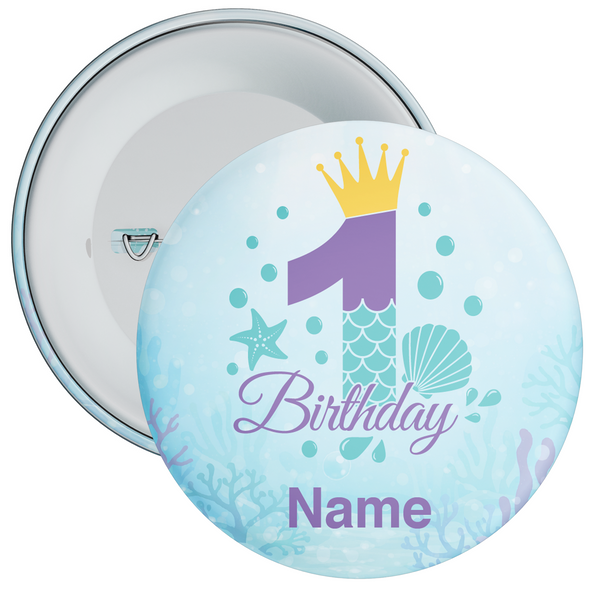 Personalised Mermaid 1st Birthday Badge – Age 1