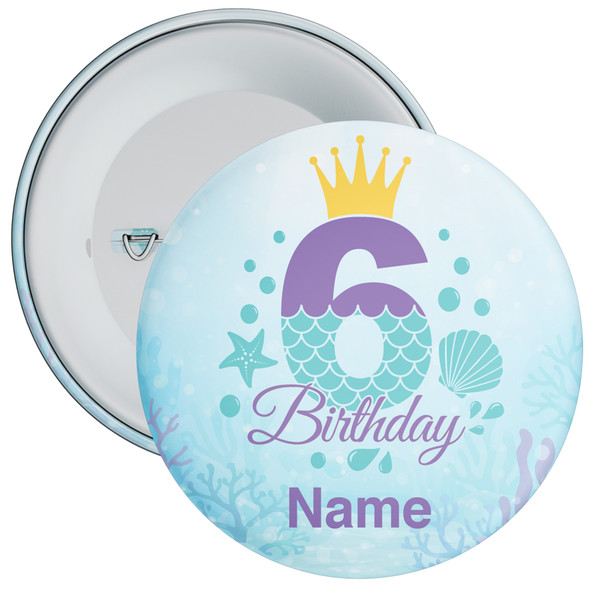 Personalised Mermaid 6th Birthday Badge - Age 6