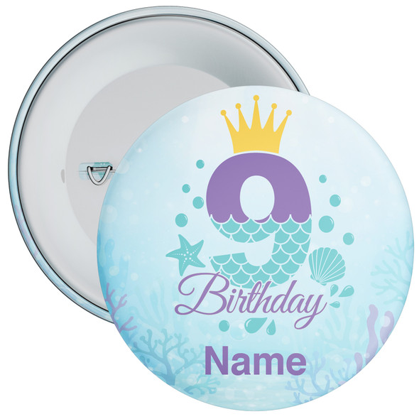 Personalised Mermaid 9th Birthday Badge Child - Age 9