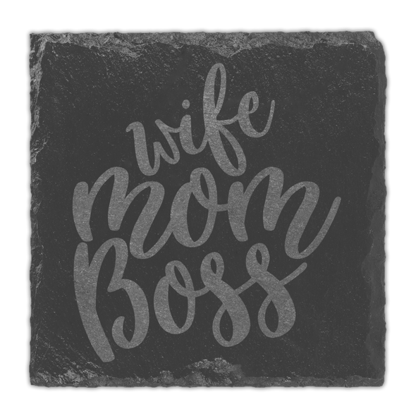 Wife Mom Boss Slate Coaster