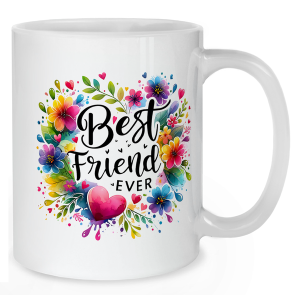 Best Friend Ever Floral Heart Mug