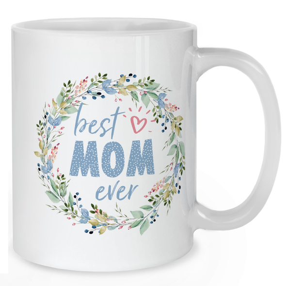 Best Mom Ever Watercolour Wreath Mug - Mother Mug