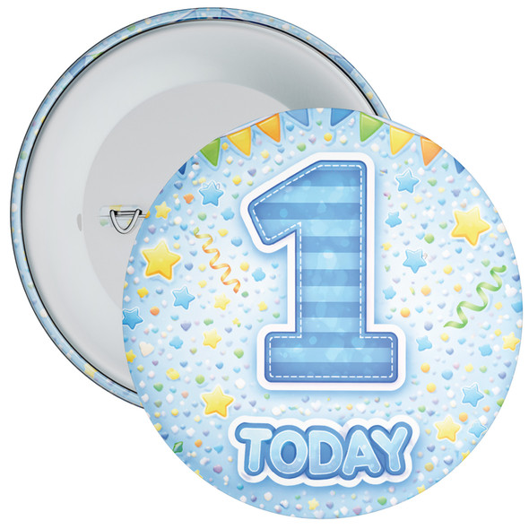 Blue 1st Birthday Badge Child – Age 1 Today