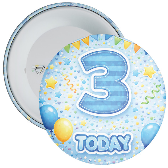 Blue 3rd Birthday Badge – Age 3 Today